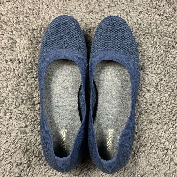 AllBirds Tree Breezers Shoes Women’s Size 10.5 Navy Blue Knit Ballet Flats - Picture 5 of 8